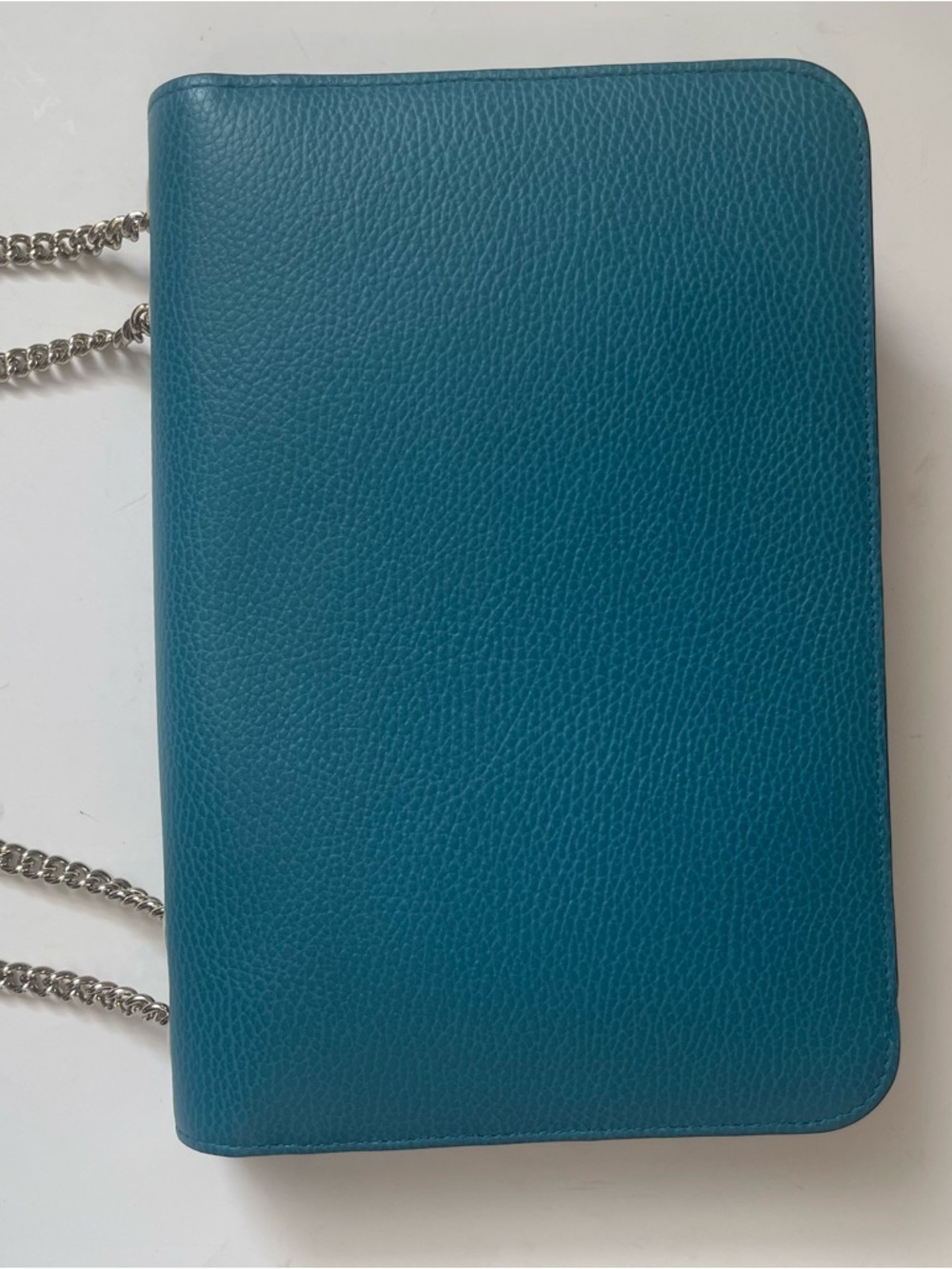 Gucci Teal Blue Leather Crossbody with Gold-Tone Chain - Picture 5 of 5